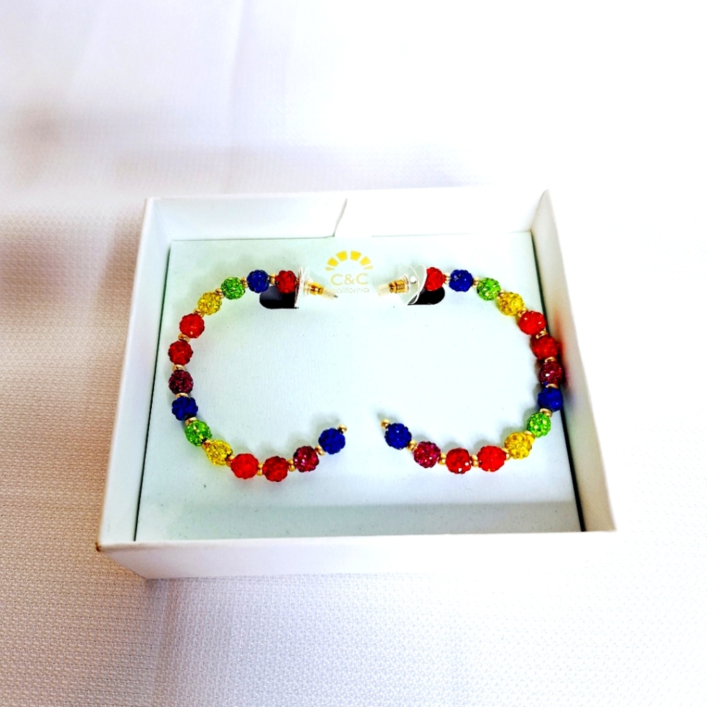NWTB C & C California brand" The Pride Bling Rainbow." Hoop earrings.